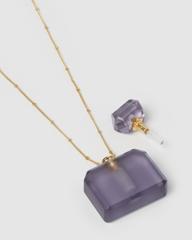 Miz Casa & Co Zella Necklace Perfume Bottle Purple Gold
