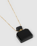 Miz Casa & Co Zella Necklace Perfume Bottle Black Gold