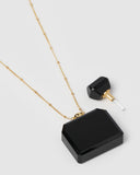 Miz Casa & Co Zella Necklace Perfume Bottle Black Gold