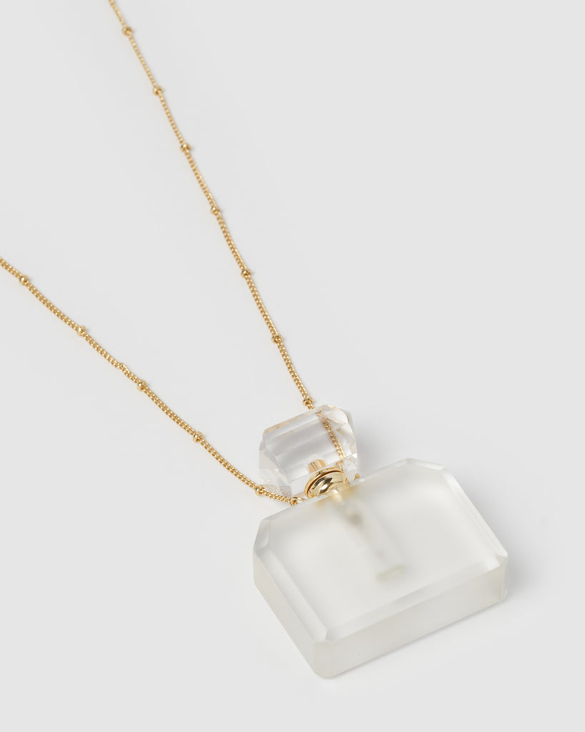 Miz Casa & Co Zella Necklace Perfume Bottle Clear Gold