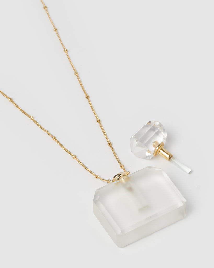 Miz Casa & Co Zella Necklace Perfume Bottle Clear Gold