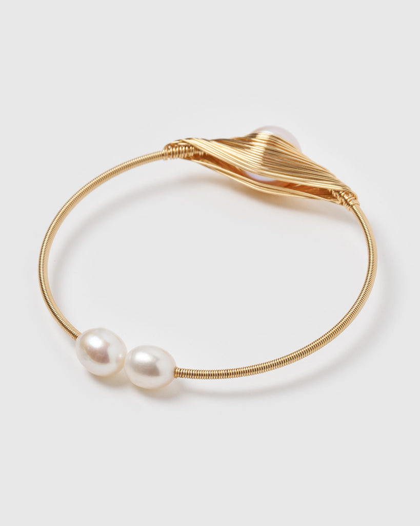 Miz Casa & Co Zena Bangle Gold Freshwater Pearl