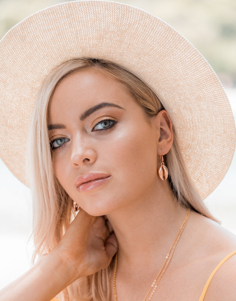 Miz Casa & Co Cowrie Kiss Earrings Rose Gold