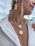 Miz Casa & Co Fleur Drop Earrings Gold Pearl