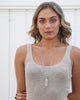 Miz Casa & Co Gemma Stone Perfume Bottle Necklace Silver Rose Quartz