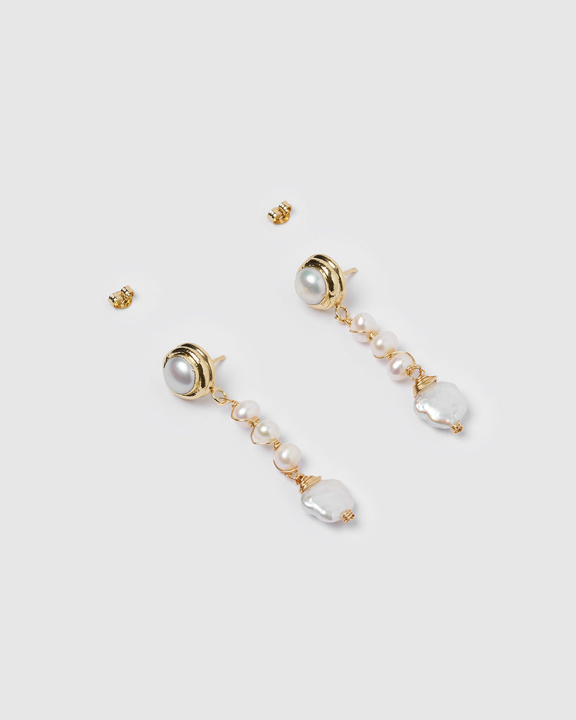 Miz Casa & Co Immortal Drop Earrings Gold Pearl