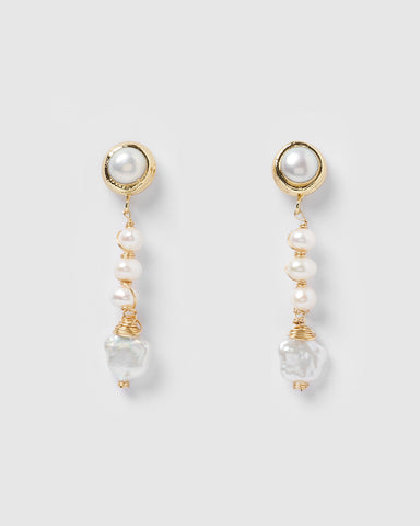 Miz Casa & Co Aspen Earrings Amethyst Pearl Gold