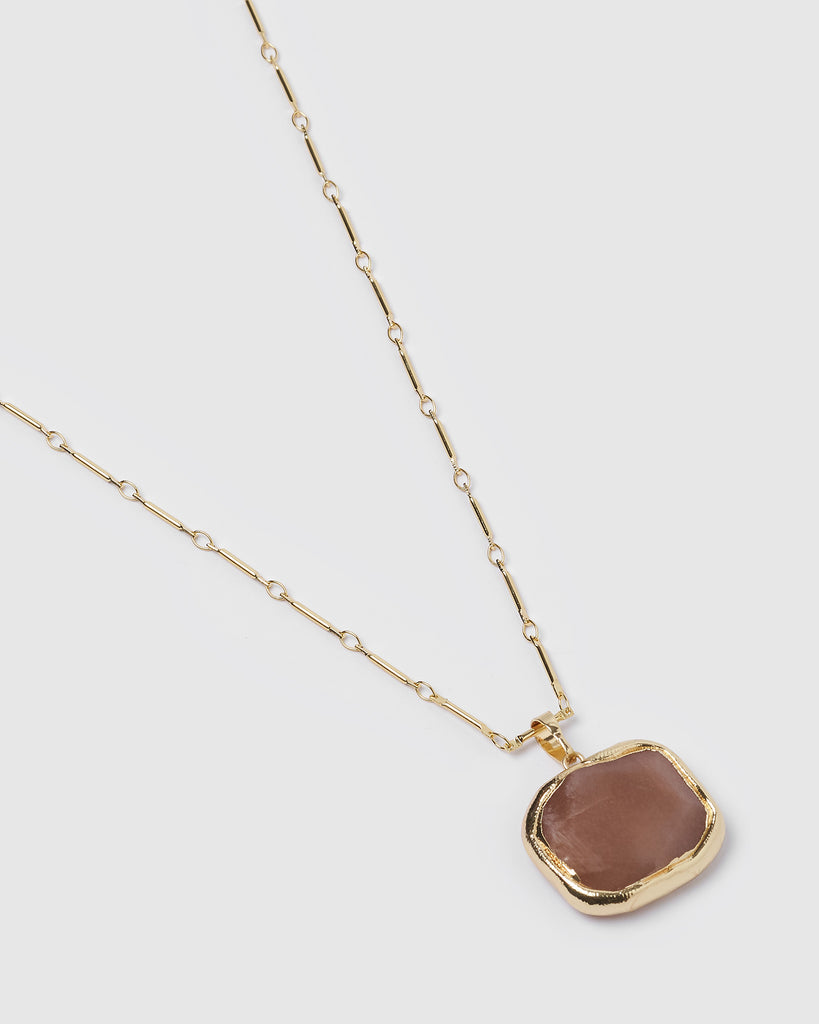 Miz Casa & Co Jewel Charm Necklace Smokey Quartz Gold