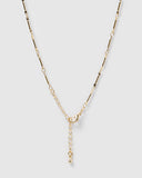 Miz Casa & Co Jewel Charm Necklace Smokey Quartz Gold
