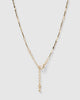 Miz Casa & Co Jewel Charm Necklace Smokey Quartz Gold