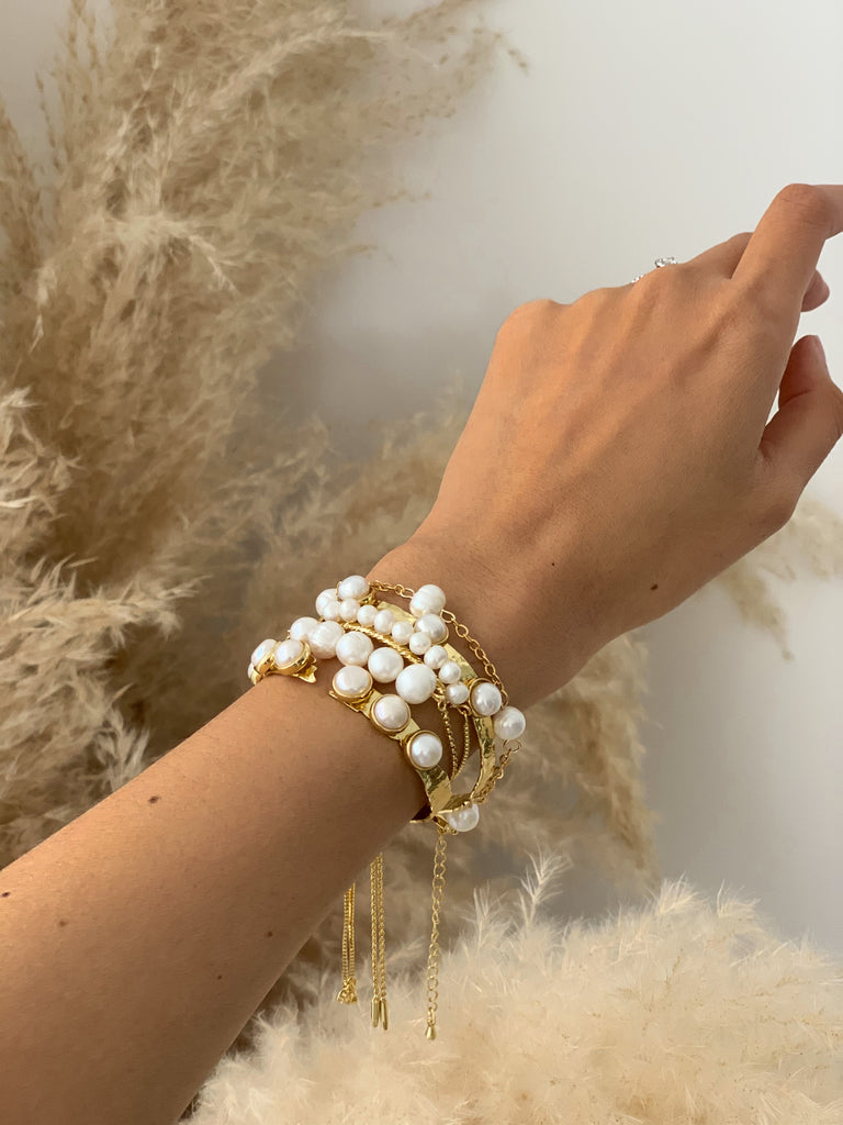 Miz Casa & Co Tempest Freshwater Pearl Bracelet Gold Pearl