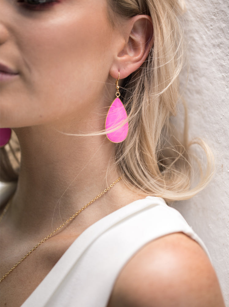 Miz Casa & Co Sea Petal Earrings Magenta Gold