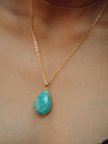 Miz Casa & Co Isla Pendant Necklace Turquoise Gold