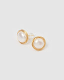 Miz Casa & Co Aleesa Stud Earrings Gold Pearl